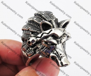 Stainless Steel Wolf Cacique Ring KJR560007