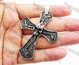 Stainless Steel Skull Cross Pendant KJP330122