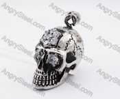 Stainless Steel Inlaid Stones Skull Pendant KJP570002