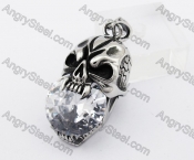 Stainless Steel Zircon Skull Pendant KJP570012