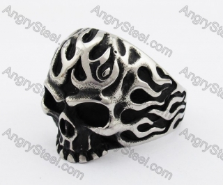 Stainless Steel Flames Skull Ring KJR370301