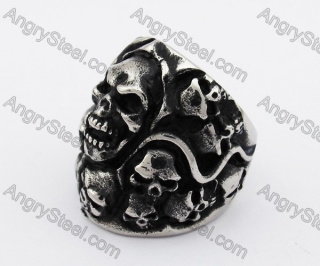 Stainless Steel Skull Ring KJR370300