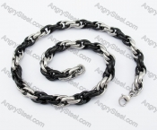 525×11mm Half Black Stainless Steel Necklace KJN150208