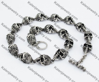 16mm Wide Stainless Steel Skull Necklace KJN550148