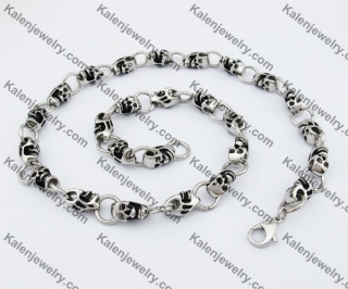 9mm Wide Stainless Steel Skull Necklace KJN550151