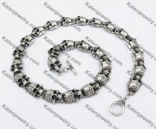 16mm Wide Stainless Steel Skull Necklace KJN550152