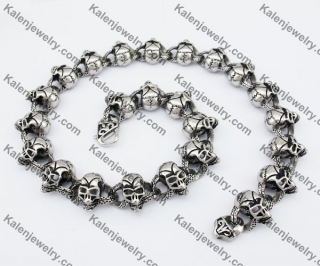 24mm Wide Stainless Steel Skull Necklace KJN550155