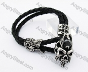 Black Stone Skull Leather Bracelet KJB170169