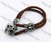 Brown Skull Leather Bracelet KJB170174