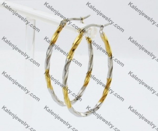 Two-tone Stainless Steel Oval Earrings KJE280038