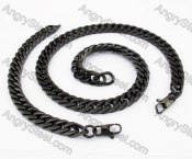 Black Stainless Steel Necklace & Bracelet Set KJS150003