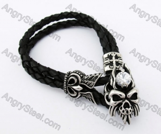 Brown Leather Skull Bracelet KJB170200