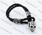 Black Leather Skull Bracelet KJB170201-1