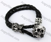 Skull Brown Leather Bracelet KJB170201