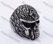 Black Stone Biker Skull Ring KJR350199