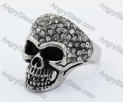 Overlay Rhinestones Women Skull Ring KJR010300