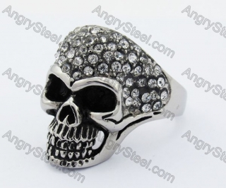 Overlay Rhinestones Women Skull Ring KJR010300