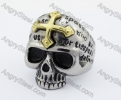 Gold Plating Cross Skull Ring KJR350222