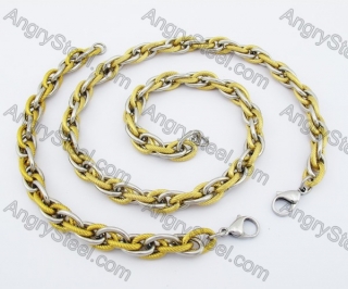 10mm Wide Gold Plating Neckalce & Bracelet Set KJS0016SG