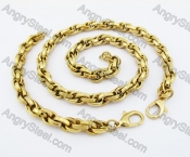 11mm Wide Gold Plating Neckalce & Bracelet Set KJS550158