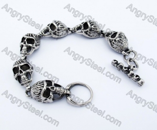 200×9.5 mm Steel Skull Bracelet KJB540003