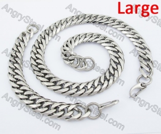 19mm Wide Large Neckalce & Bracelet Set KJS550727