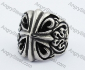 Steel Floral Cross Ring KJR370389