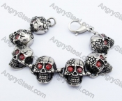 24mm Wide Ruby Eyes Skull Bracelet KJB350064