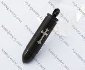 Black Cross Hollow With Screw Top Bullet Pendant KJP110075