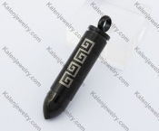 Black Greatwall Pattern Hollow With Screw Top Bullet Pendant KJP110078