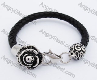 Rose Skull Clasp Leater Bracelet KJB550206