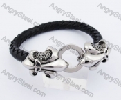 Fleur De Lis Clasps Leather Bracelet KJB550215