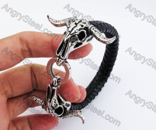 Wild Ox Skull Clasp Leater Bracelet KJB550233