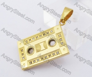 Gold Stainless Steel Audiotape Pendant KJP140260