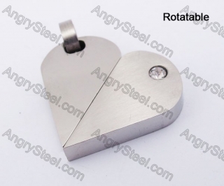 Stainless Steel Rotatable Heart Pendant KJP140285