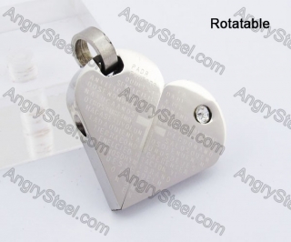 Stainless Steel Rotatable Heart Pendant KJP140288