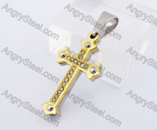 Small Gold Plating Stones Cross Pendant KJP140312