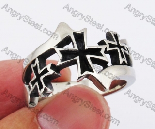 Black Oil Iron Cross Sign Ring KJR370422