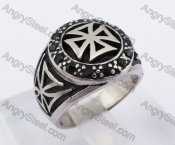 Inlay Stones Iron Cross Sign Ring KJR370423