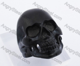 Black Plating Steel Frosted Skull Ring KJR010307