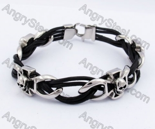 Skull Cross Leather Bracelet KJB550176