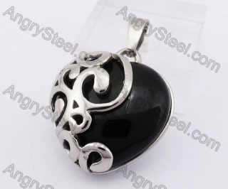 Black Stone Heart Pendant KJP550077