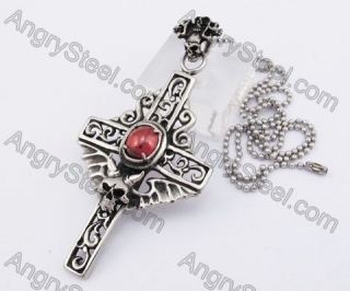 Red Stone Cross Pendant KJP350187