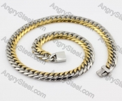 Half Gold Stainless Steel Necklace KJN200083