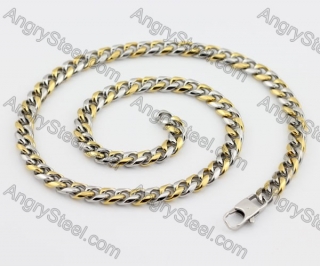 Half Gold Stainless Steel Necklace KJN200084