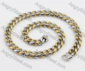 Half Gold Stainless Steel Necklace KJN200085