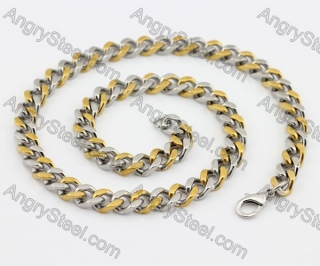 Half Gold Stainless Steel Necklace KJN200086