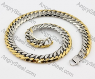 Half Gold Stainless Steel Necklace KJN200087