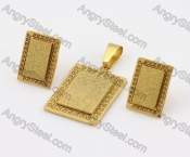 Gold Steel Pendant and Earrings Set KJS200017