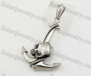 Stainless Steel Anchor Skull Pendant KJP600025